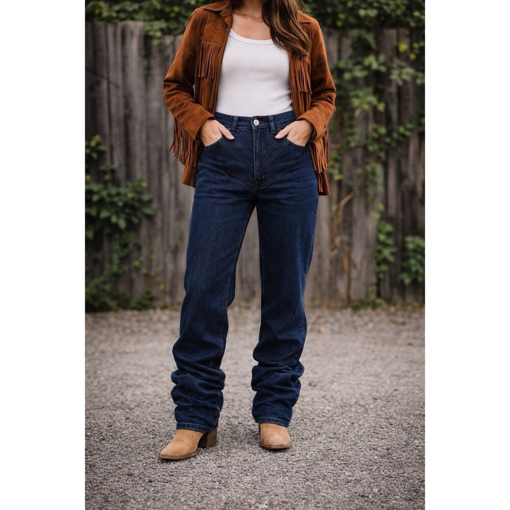 ZBlaze Vintage 1970s High Rise Denim Jeans V-Front Western Disco Size 9/28 X34